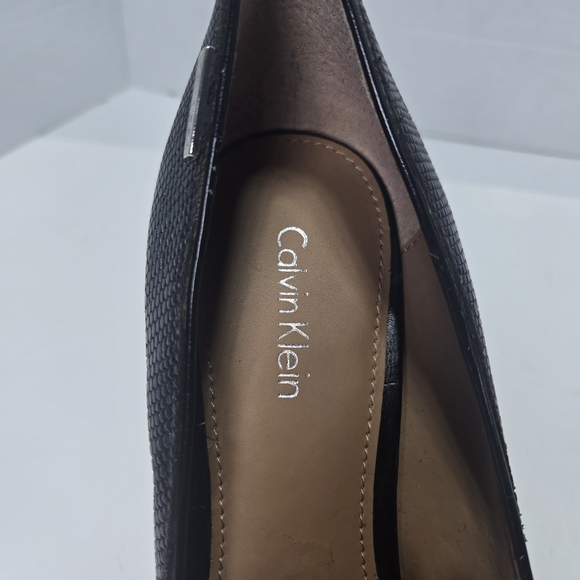 Calvin Klein Calida Black Lizard Skin Textured Stiletto Heels Size 9 Women's - Picture 15 of 16